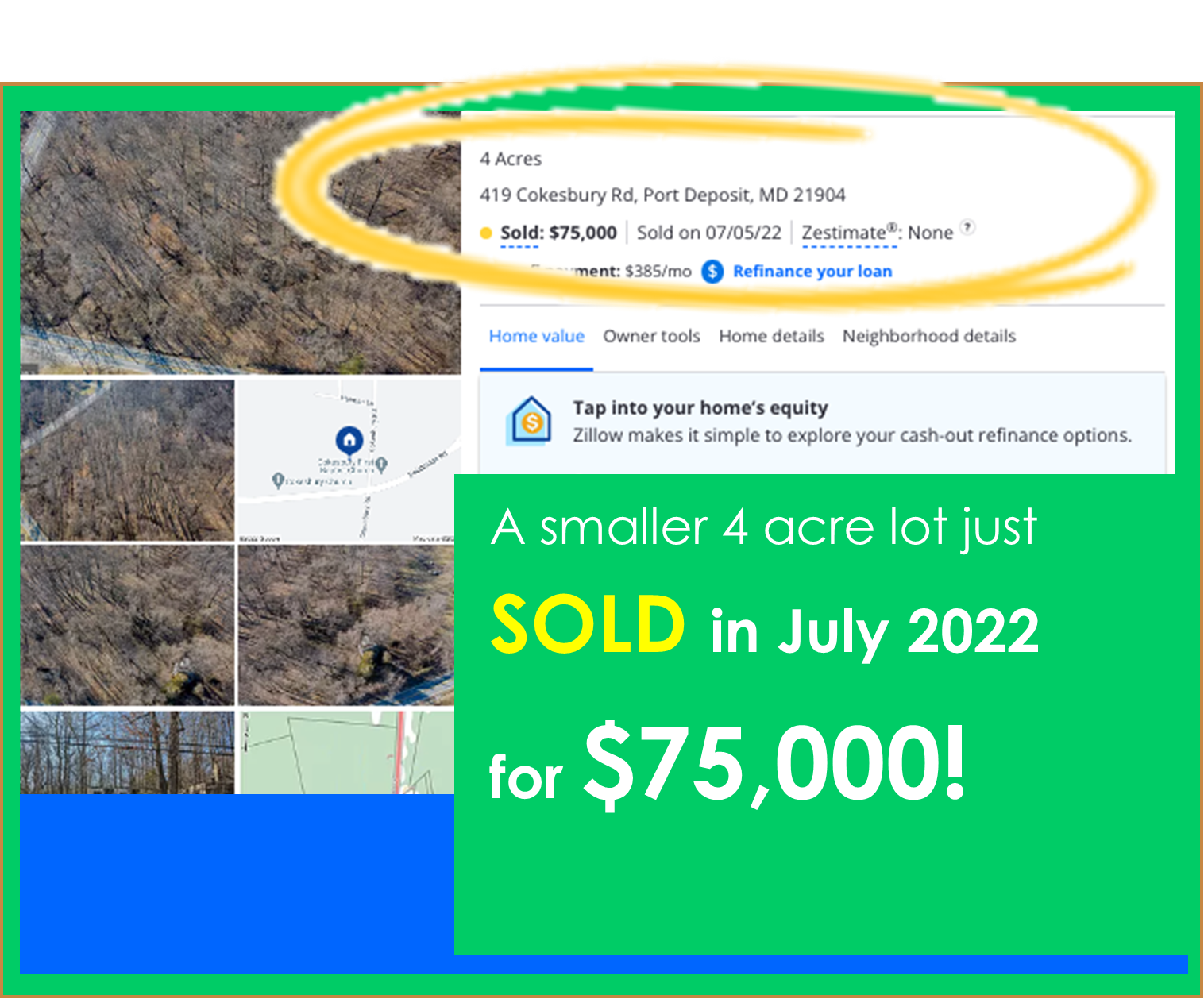 REDUCED 36,900! 5 acres w/ StreamPort Deposit MDHunting, Fishing