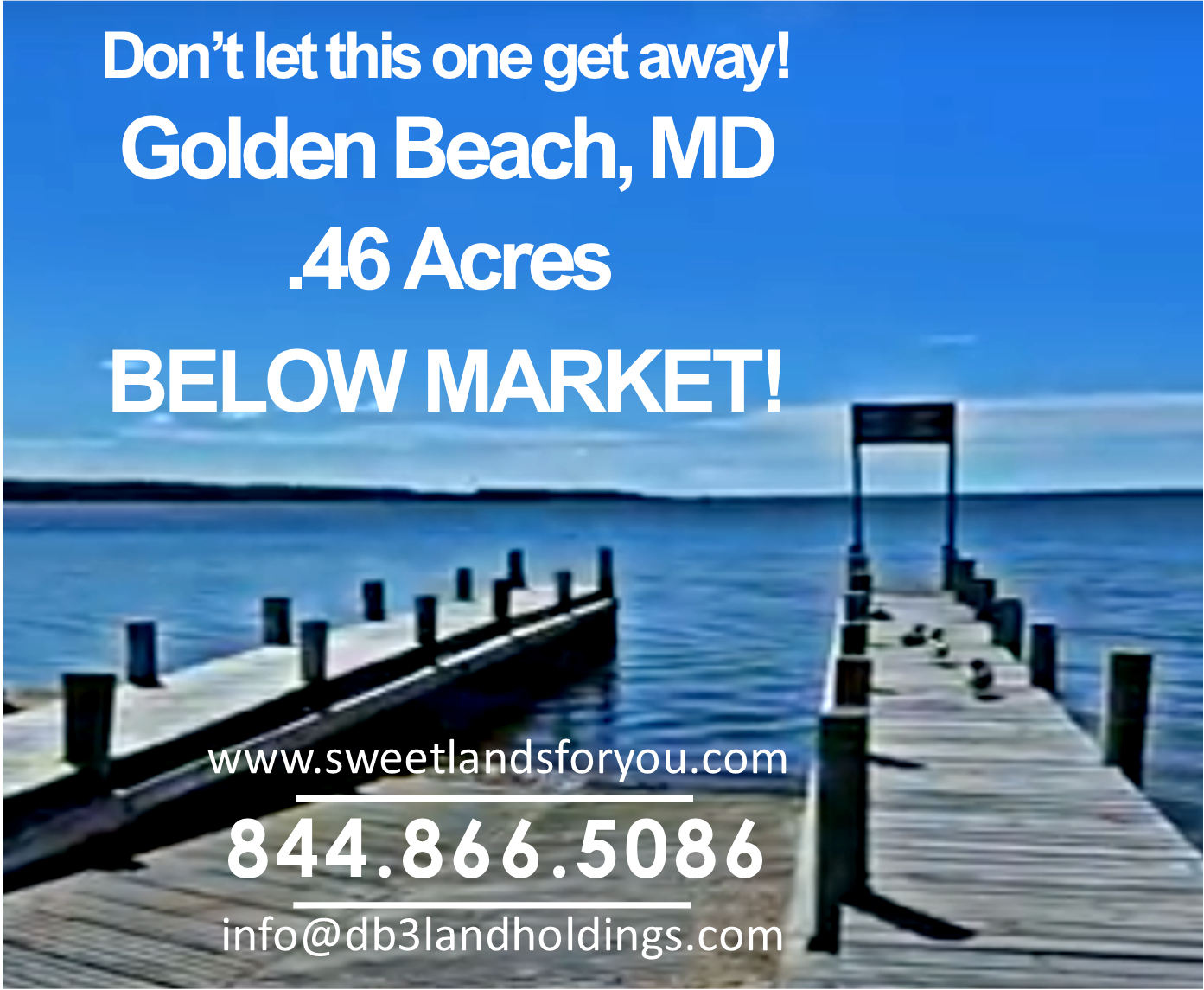 REDUCED 12,999! Golden Beach, MD .46 Ac Boat/Beach Access! 50 BELOW