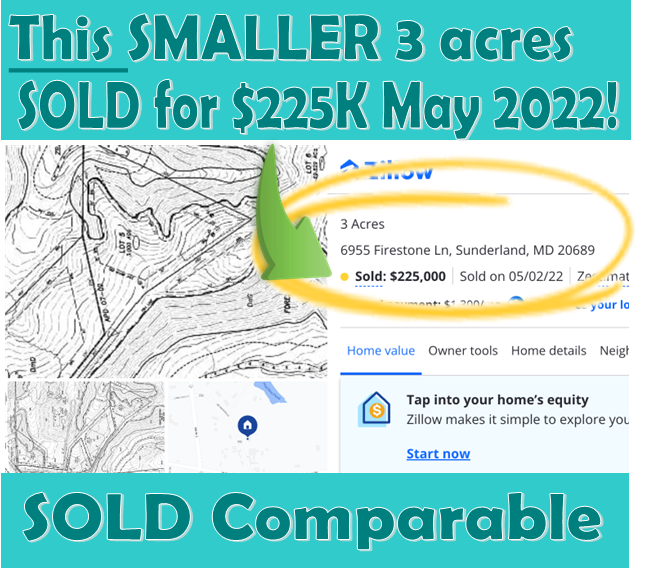 3.8 acres BELOW MARKET 82,500! No HOA! Close to Chesapeake Beach & DC!